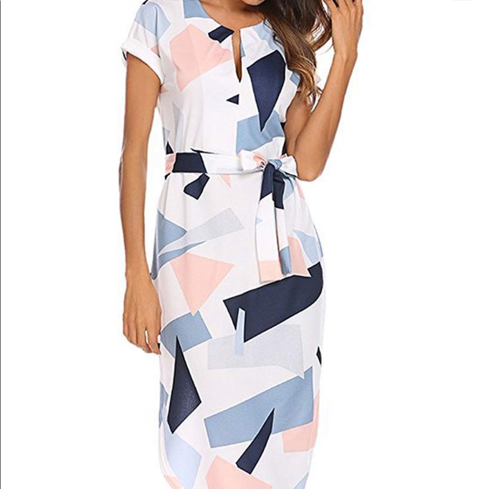 Geometric short sleeve dress XL No Belt